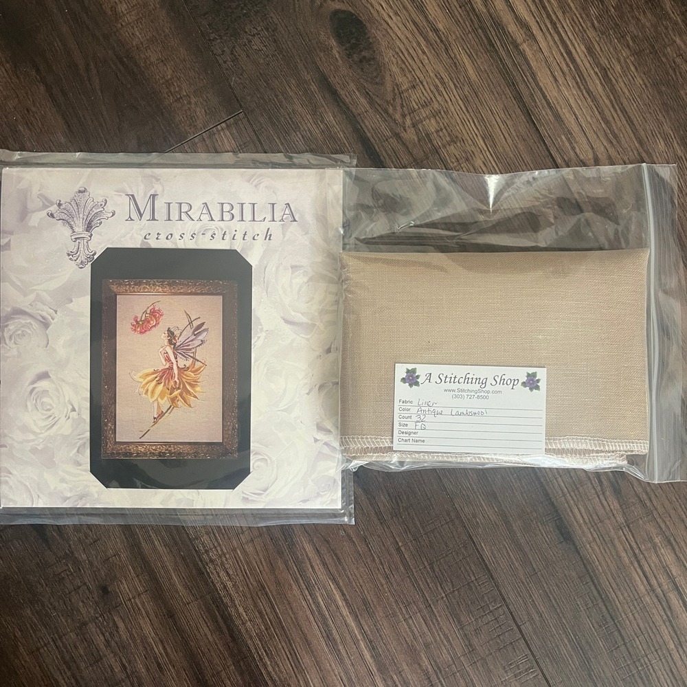 The Petal Fairy by Mirabilia Design Cross Stitch Chart Pattern MD82 with Linen